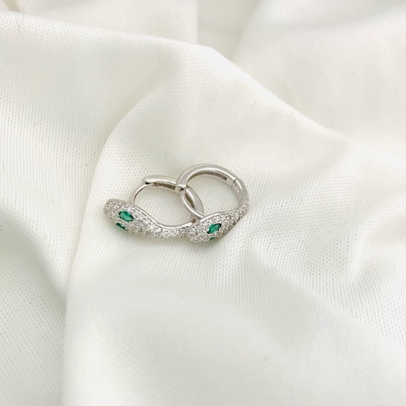 Serpent Huggie Hoop Earrings - Picture 5 of 11